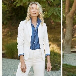 Frank & Eileen Dublin Blazer Stretch Cotton White Medium EUC